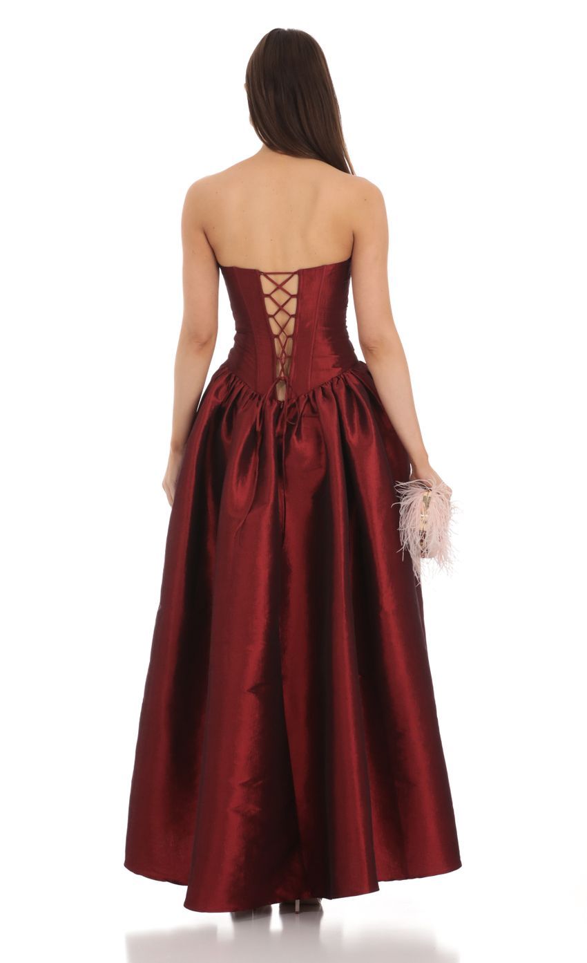 Strapless Corset Gown in Deep Red-Sunny Prom. All rights reserved.
