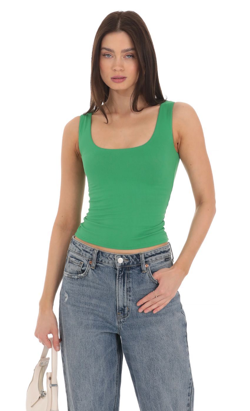 Scoop Neck Tank Top in Green-Sunny Prom. All rights reserved.