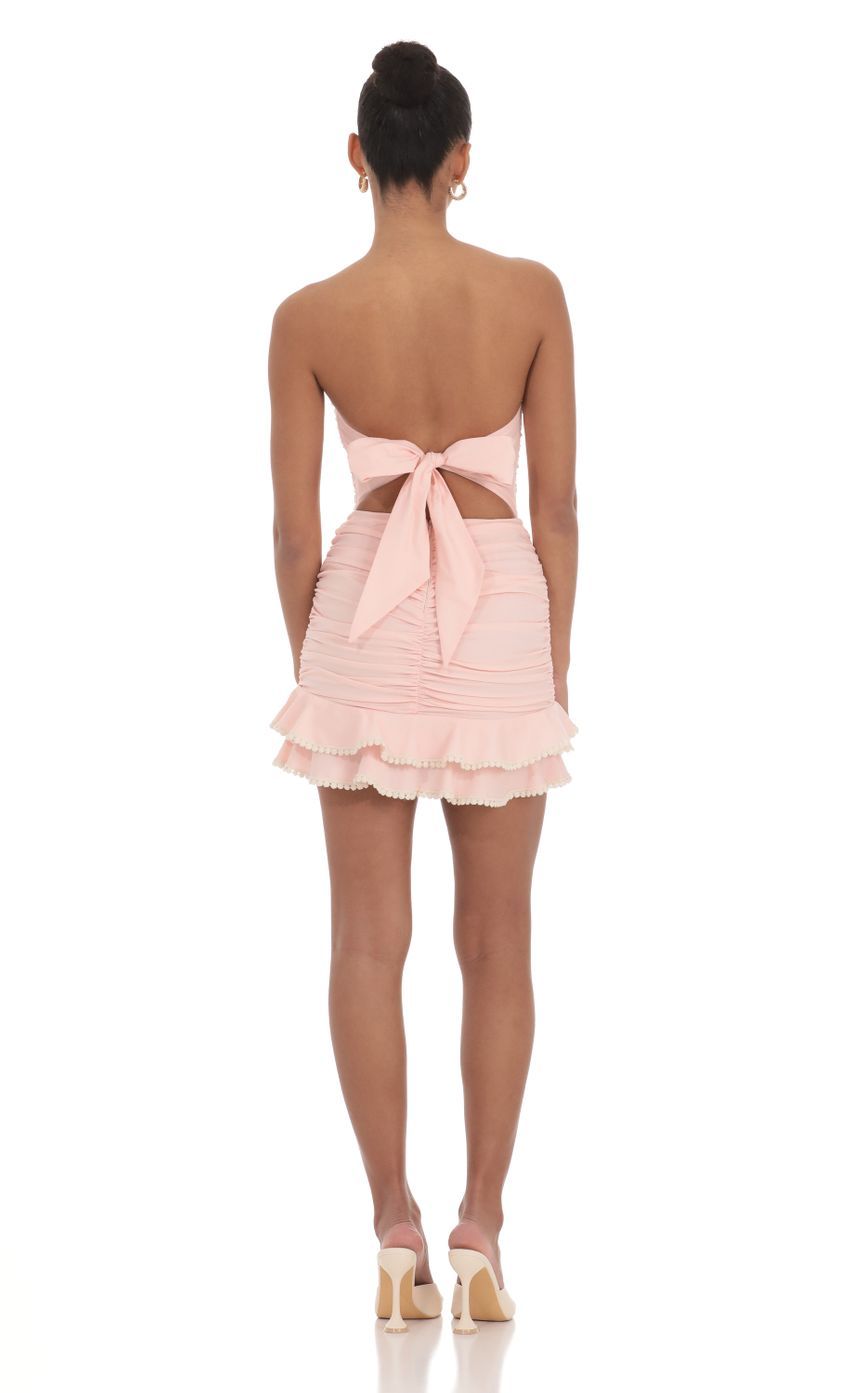 Strapless Ruched Bodycon Dress in Pink-Sunny Prom. All rights reserved.