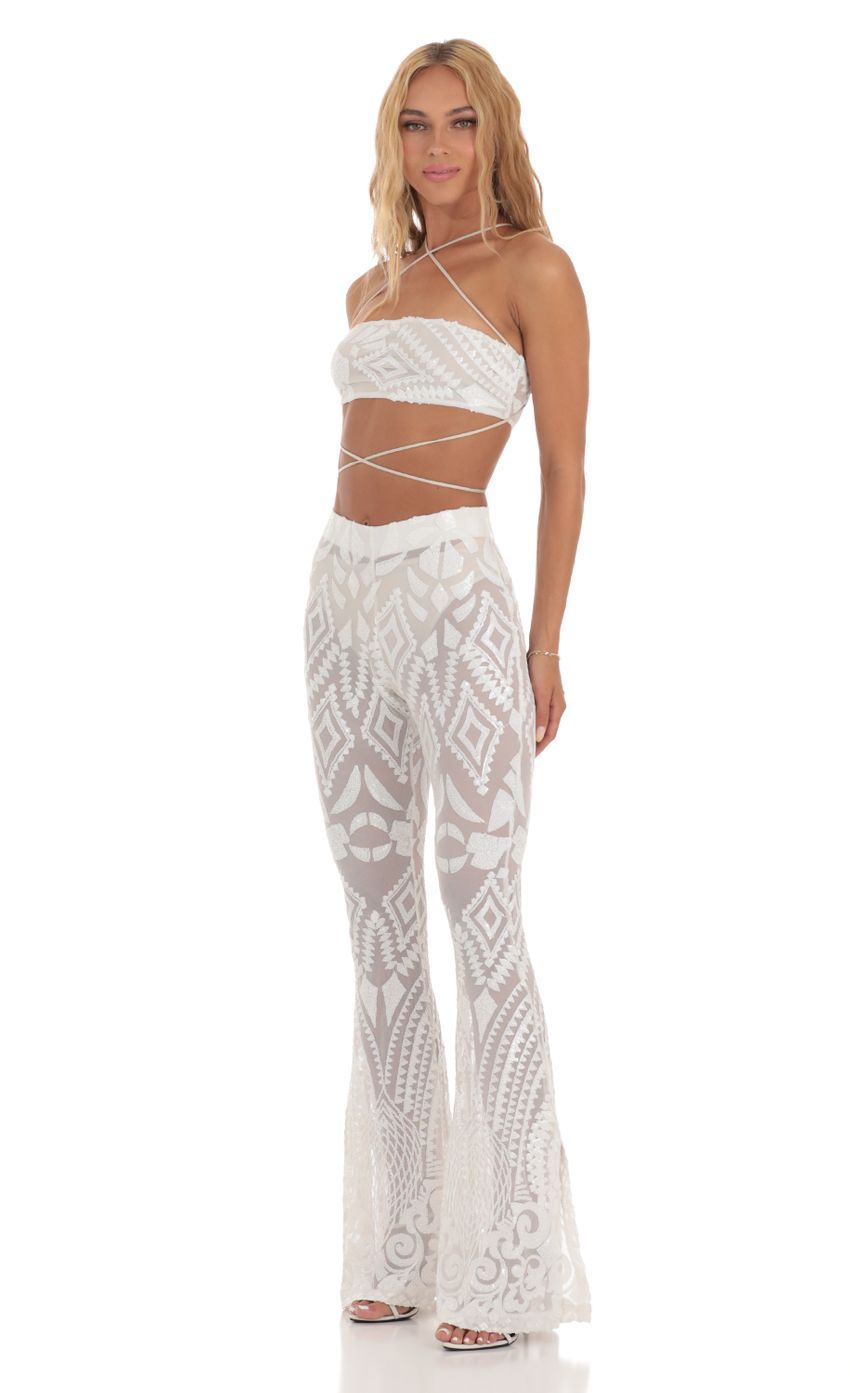 Sequin Three Piece Set in White-Sunny Prom. All rights reserved.