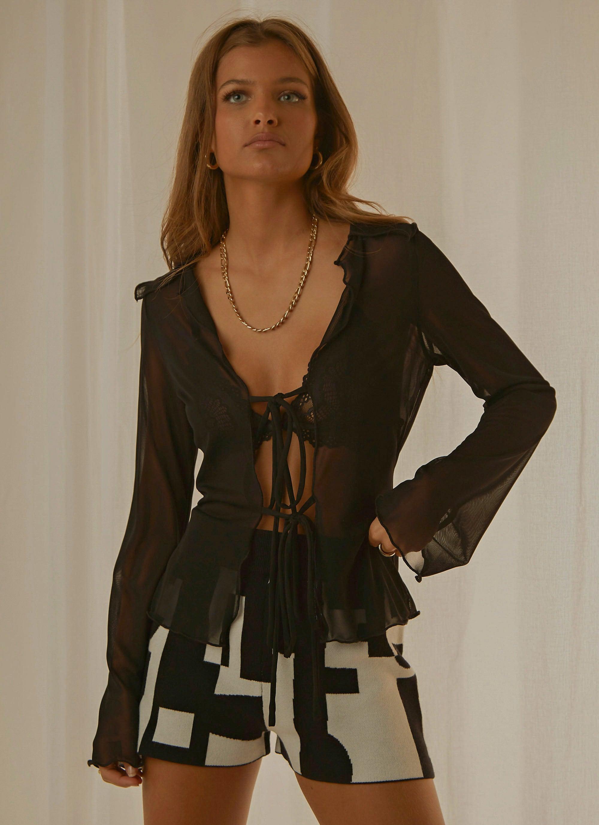 Parisian Balcony Tie Top - Black-Sunny Prom. All rights reserved.