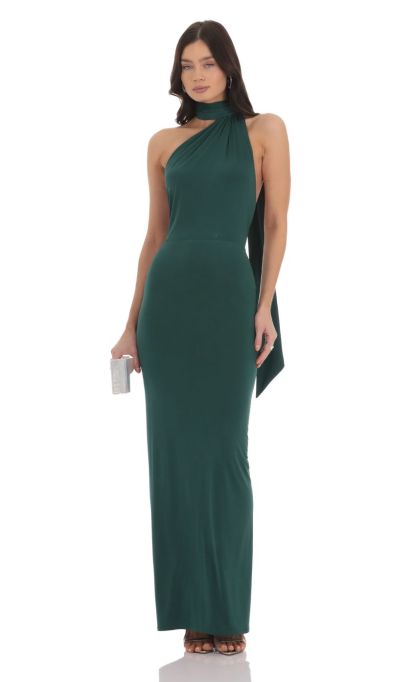 Wrap Scarf Strap Maxi Dress in Green-Sunny Prom. All rights reserved.