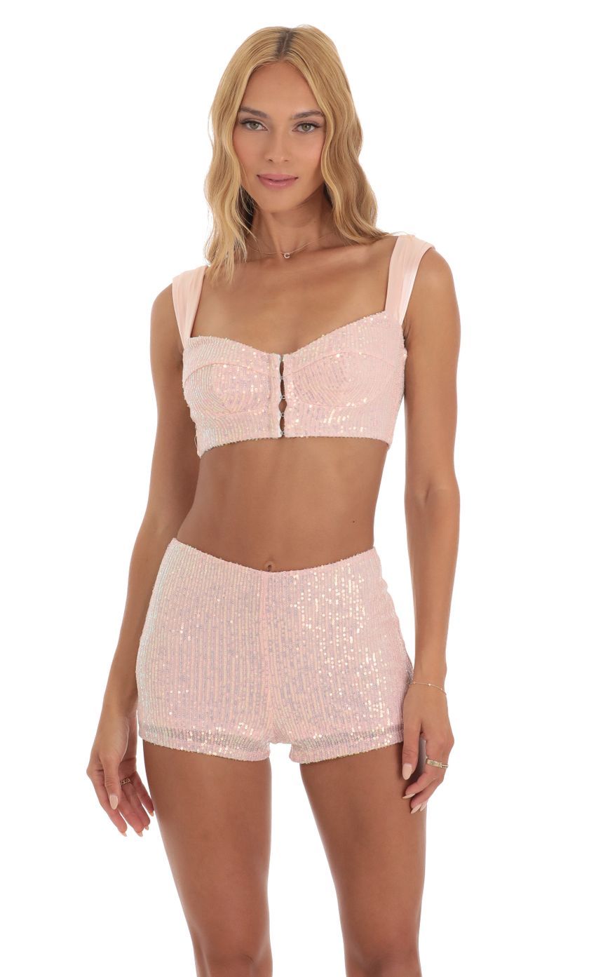 Sequin Two Piece Set in Pink-Sunny Prom. All rights reserved.