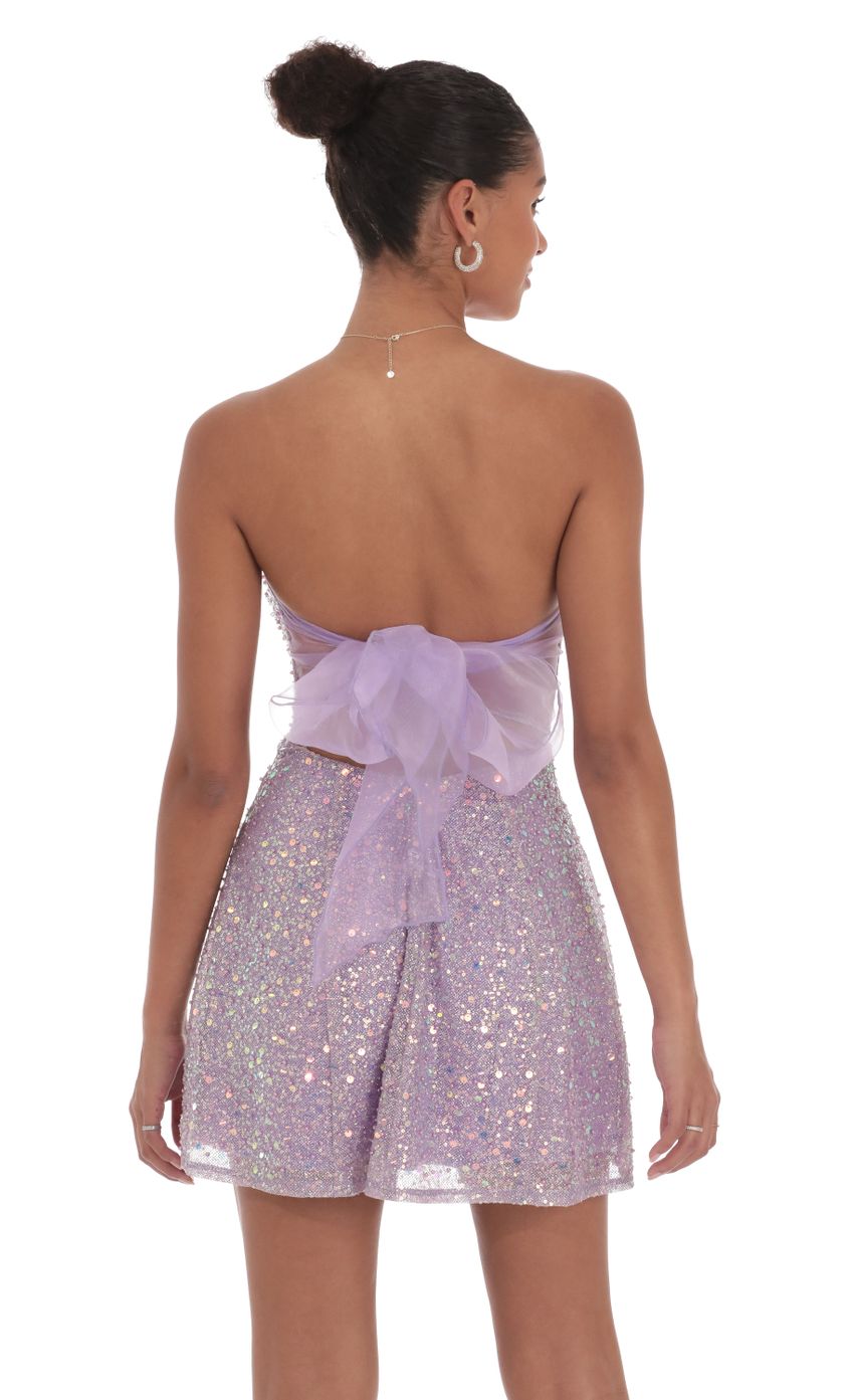 Sequin Glitter Strapless Fit and Flare Dress in Lilac-Sunny Prom. All rights reserved.