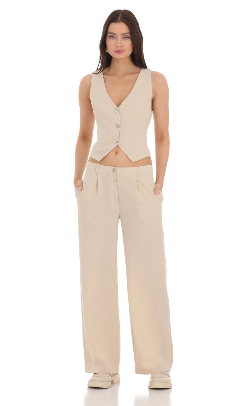 Wide Leg Linen Pants in Cream-Sunny Prom. All rights reserved.