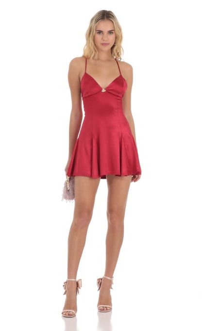 Satin A-line Dress in Red-Sunny Prom. All rights reserved.