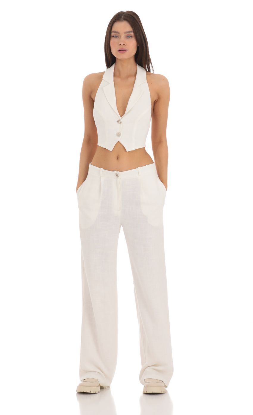 Wide Leg Linen Pants in Ivory-Sunny Prom. All rights reserved.
