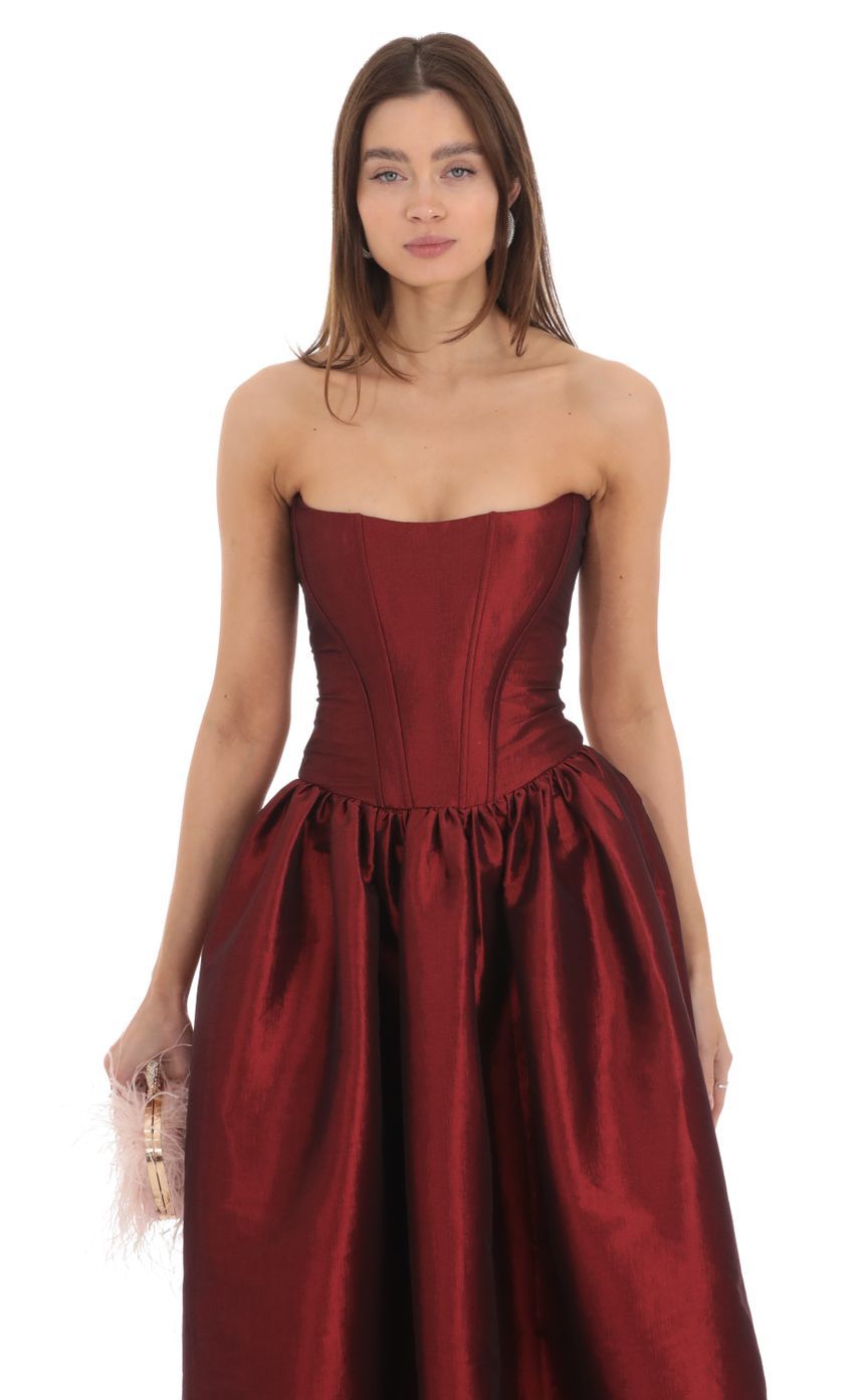 Strapless Corset Gown in Deep Red-Sunny Prom. All rights reserved.