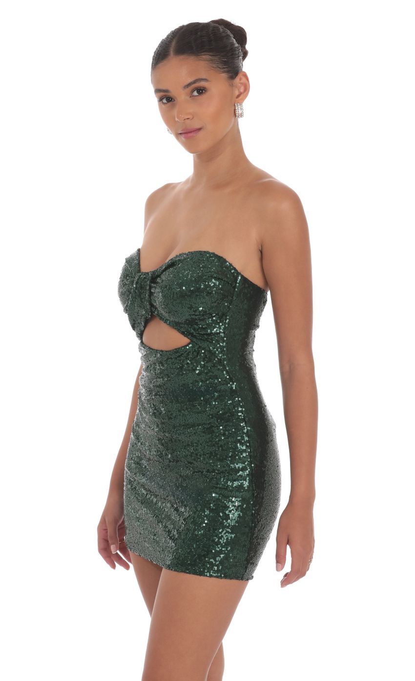 Sequin Strapless Cutout Dress in Green-Sunny Prom. All rights reserved.