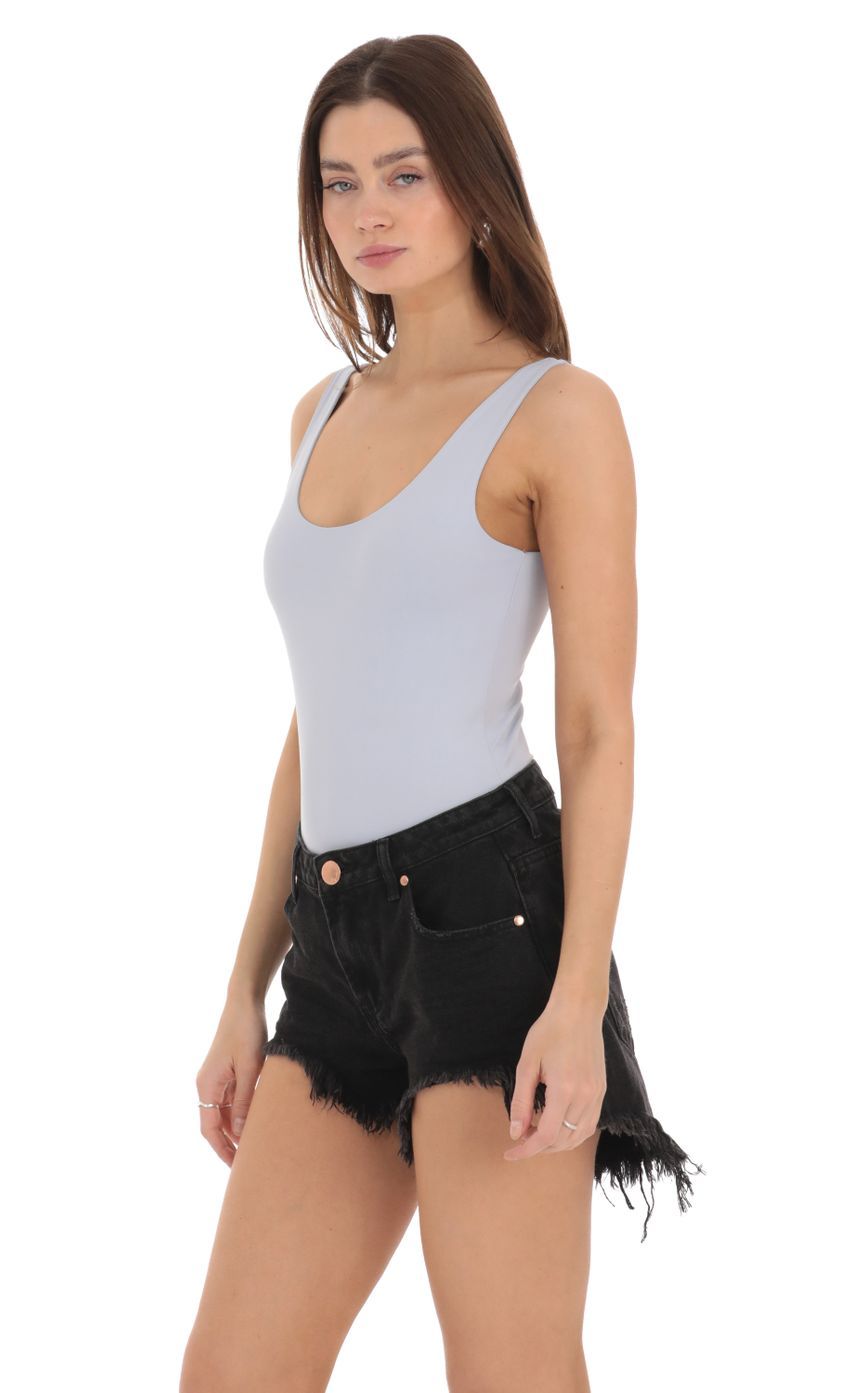 Scoop Neck Bodysuit in Ice Blue-Sunny Prom. All rights reserved.