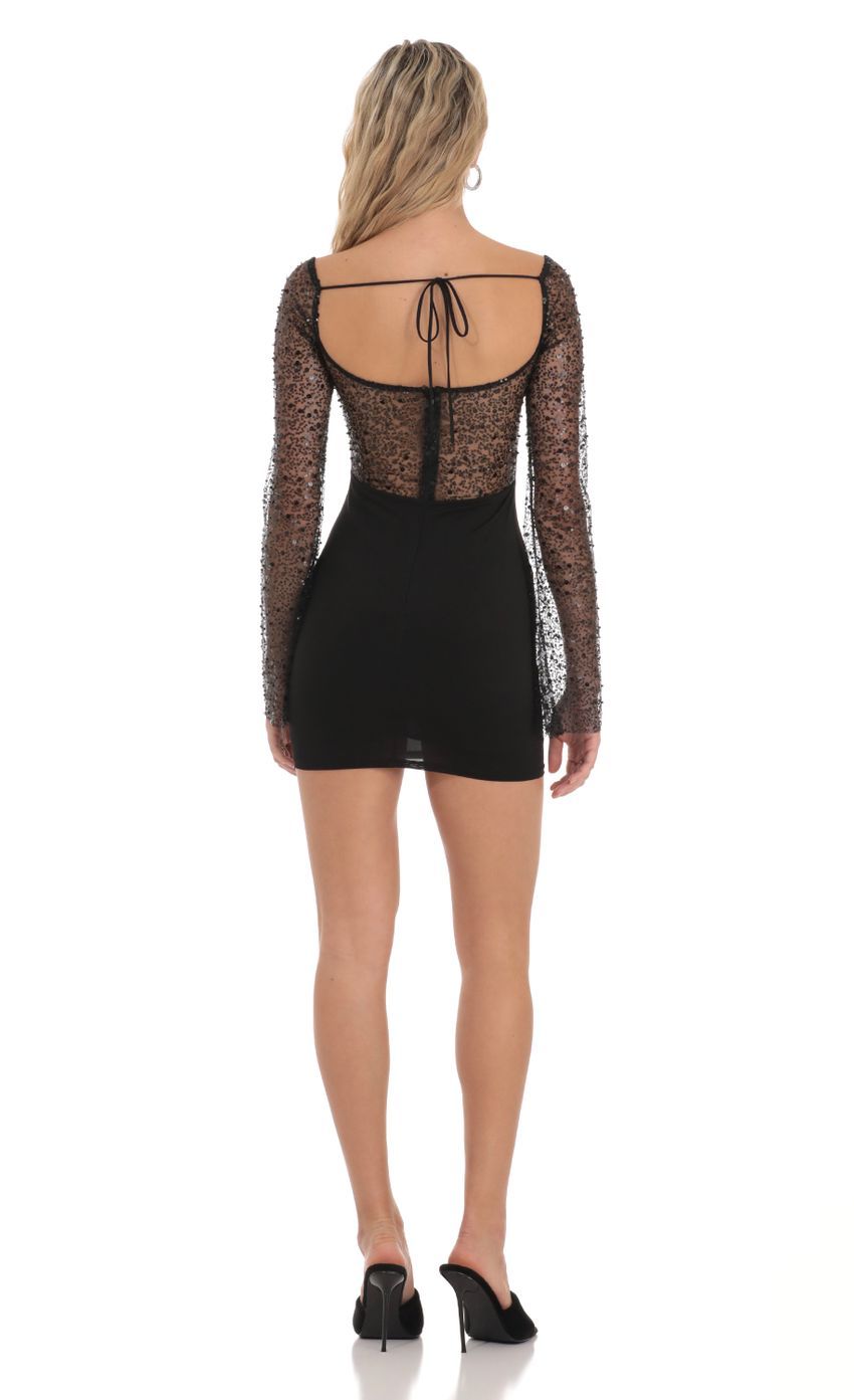 Sequin Long Sleeve Dress in Black-Sunny Prom. All rights reserved.