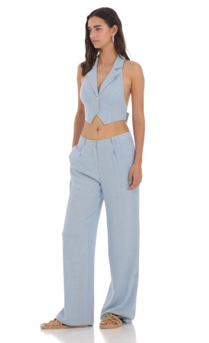 Wide Leg Linen Pants in Blue-Sunny Prom. All rights reserved.