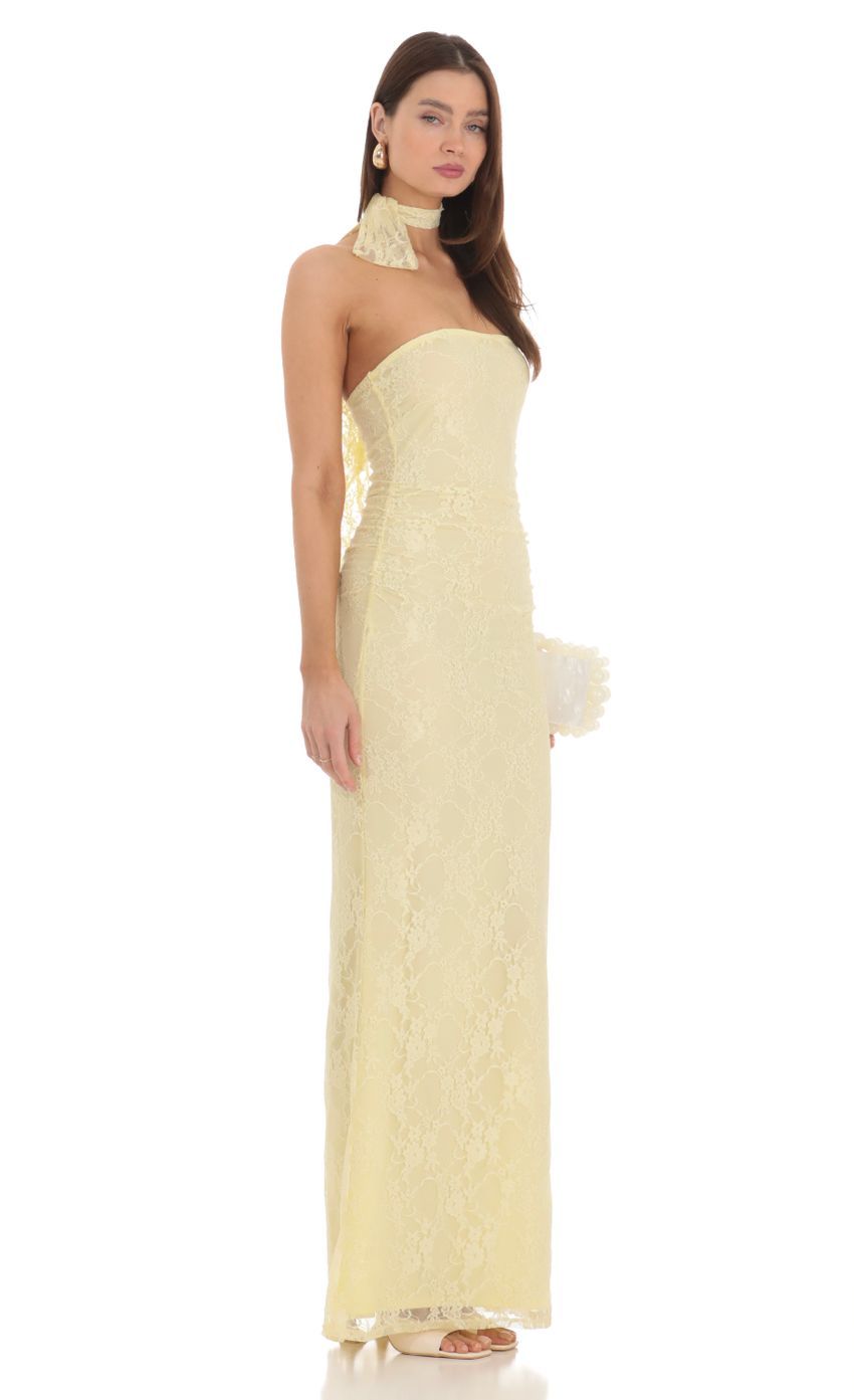 Scarf Lace Maxi Dress in Yellow-Sunny Prom. All rights reserved.