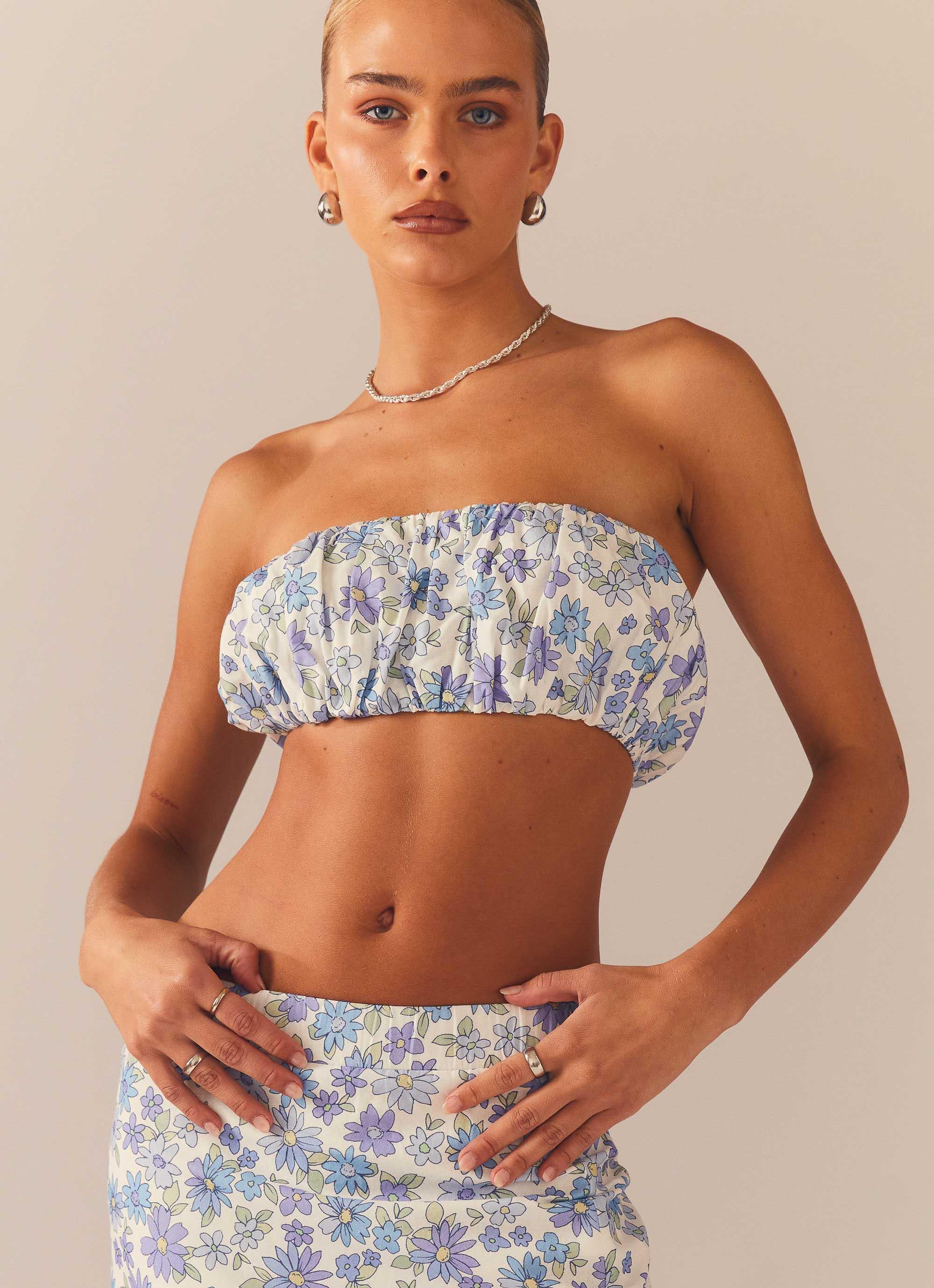 Countryside Picnic Bandeau Top - Daisy Chain-Sunny Prom. All rights reserved.