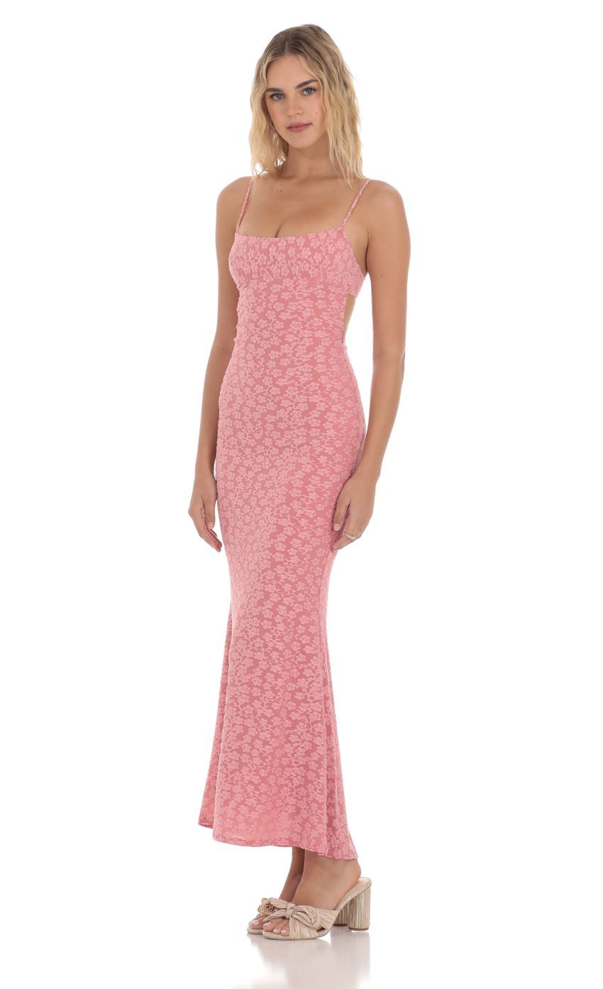 Textured Floral Maxi Dress in Pink-Sunny Prom. All rights reserved.