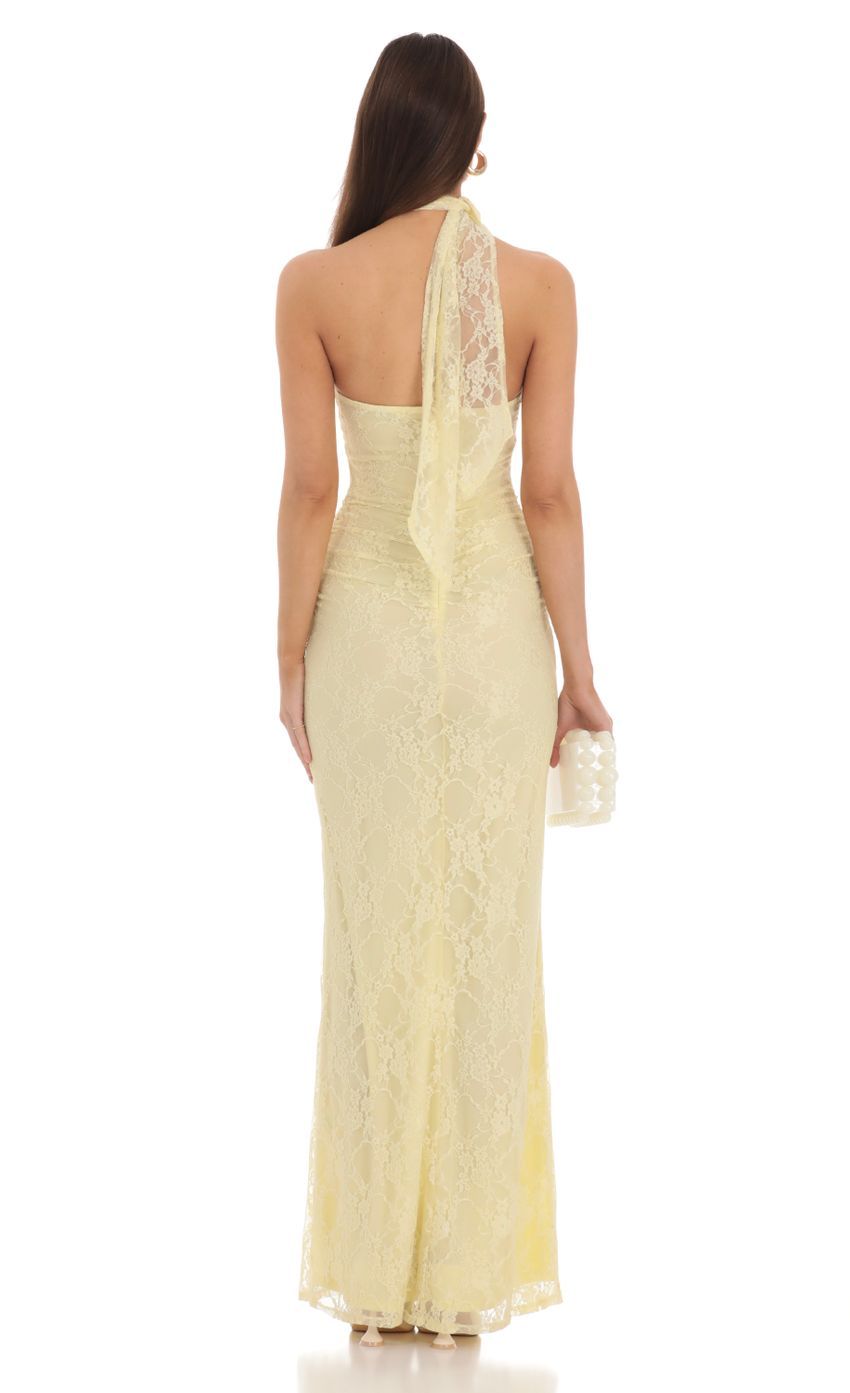 Scarf Lace Maxi Dress in Yellow-Sunny Prom. All rights reserved.