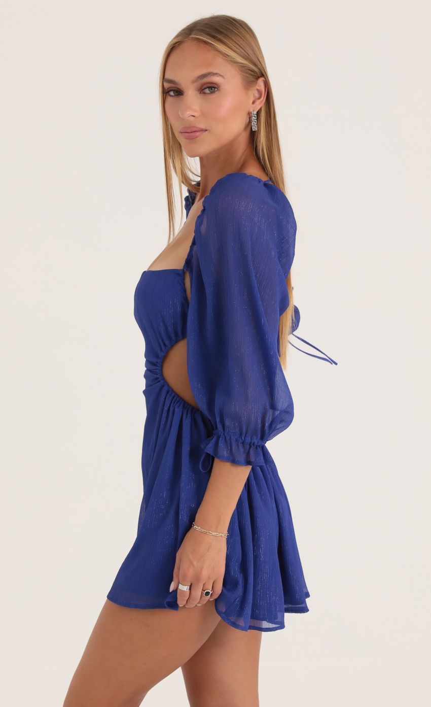 Shimmer Chiffon Open Back Dress in Blue-Sunny Prom. All rights reserved.