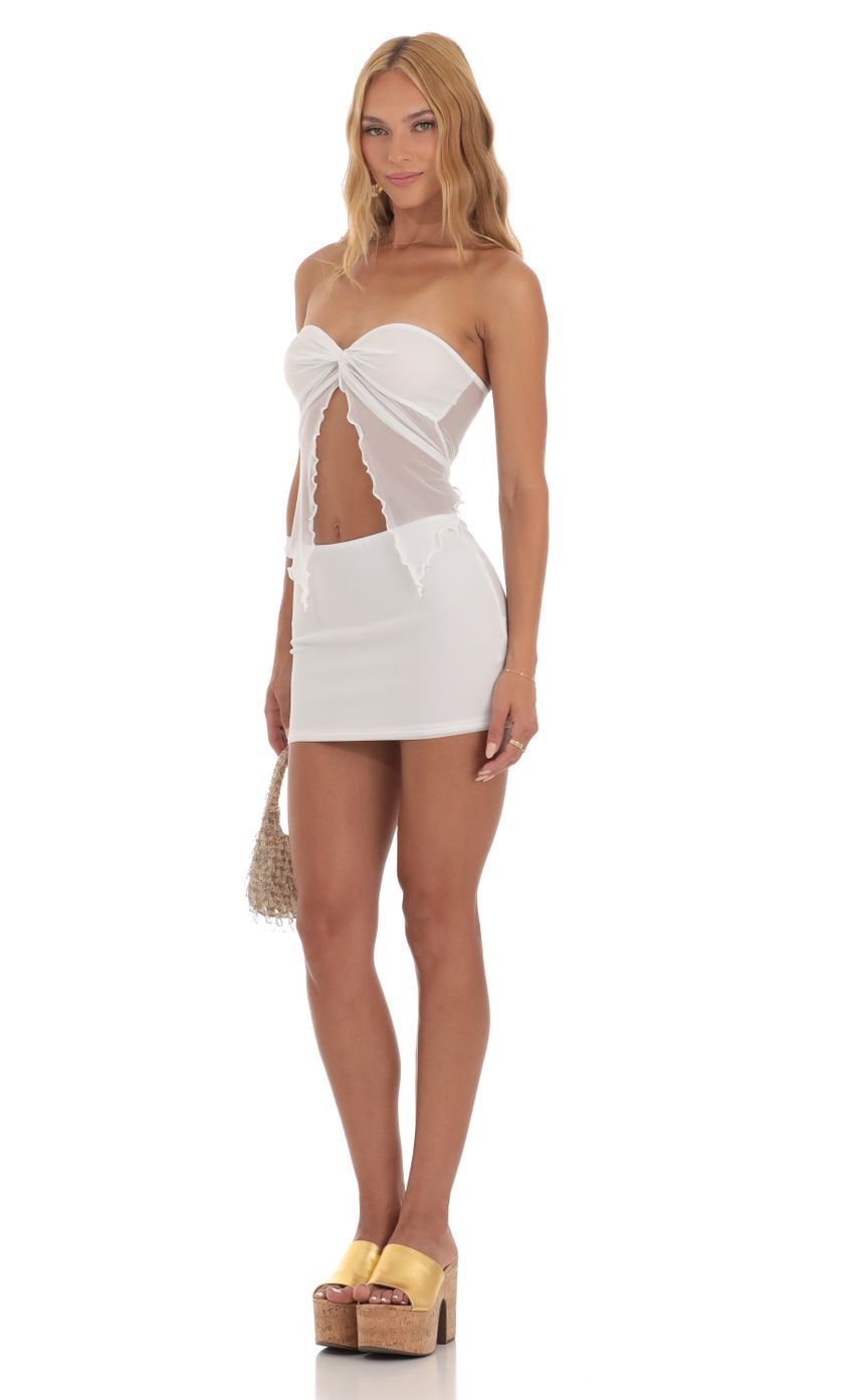Strapless Two Piece Set in White-Sunny Prom. All rights reserved.