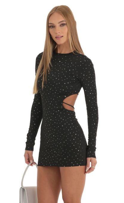 Shimmer Cutout Open Back Dress in Black-Sunny Prom. All rights reserved.