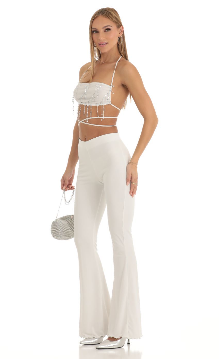 Sequin Two Piece Pant Set in White-Sunny Prom. All rights reserved.