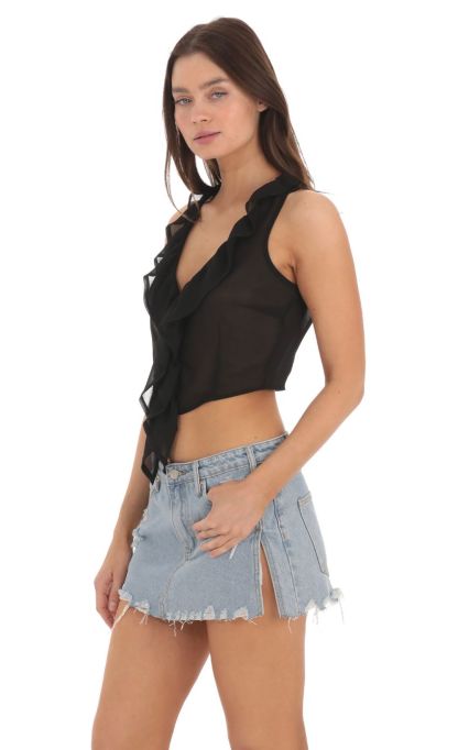 Sheer Chiffon Top in Black-Sunny Prom. All rights reserved.