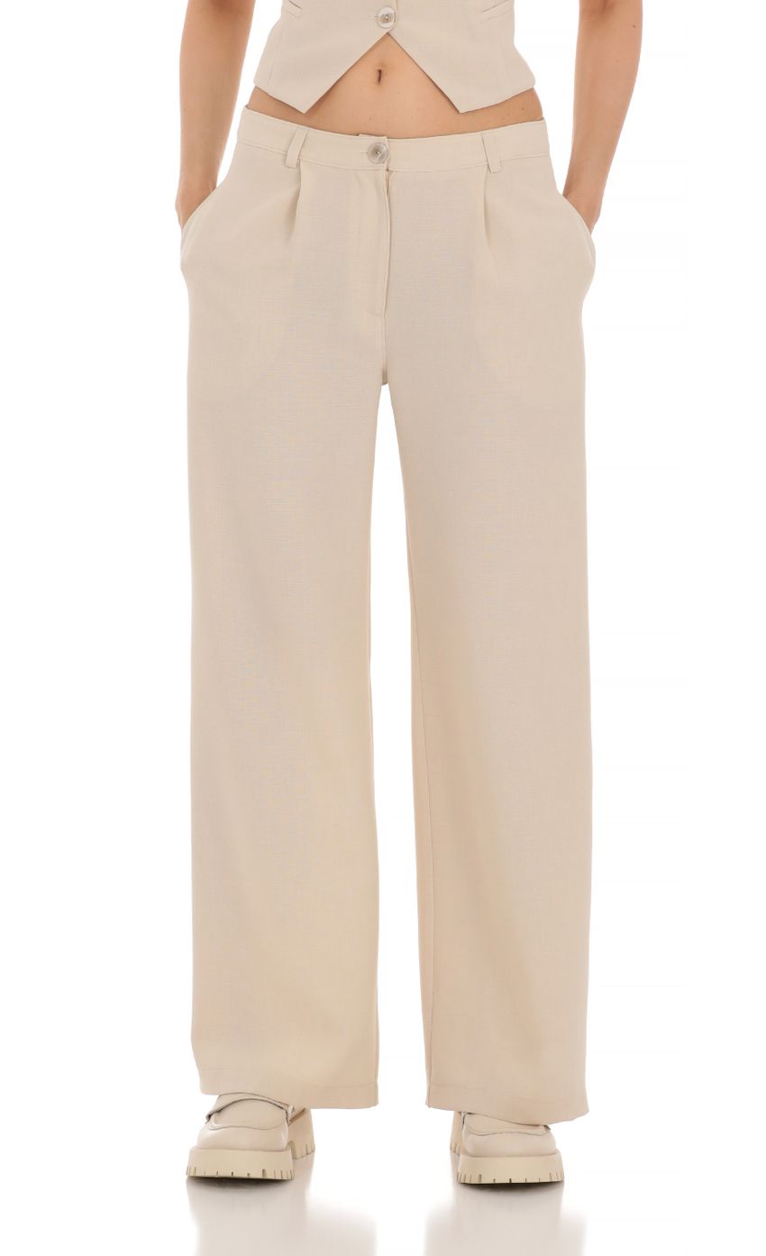 Wide Leg Linen Pants in Cream-Sunny Prom. All rights reserved.