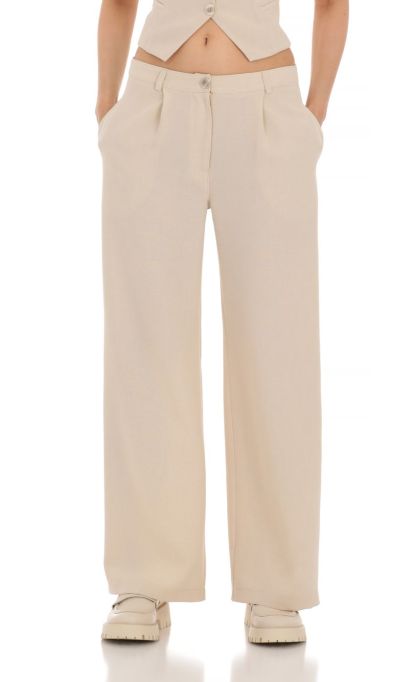 Wide Leg Linen Pants in Cream-Sunny Prom. All rights reserved.