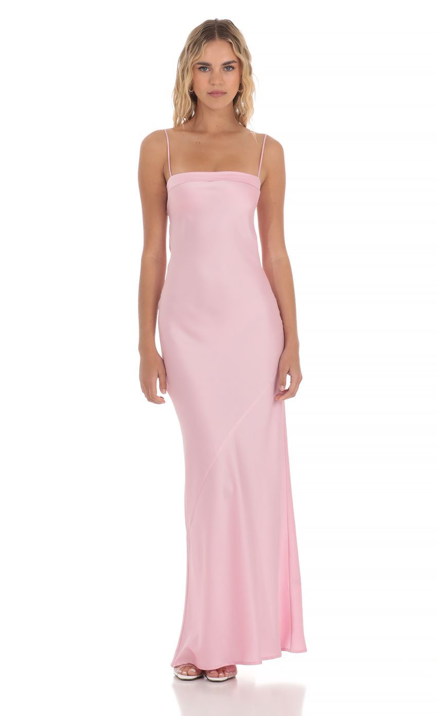 Satin Open Back Maxi Dress in Pink-Sunny Prom. All rights reserved.