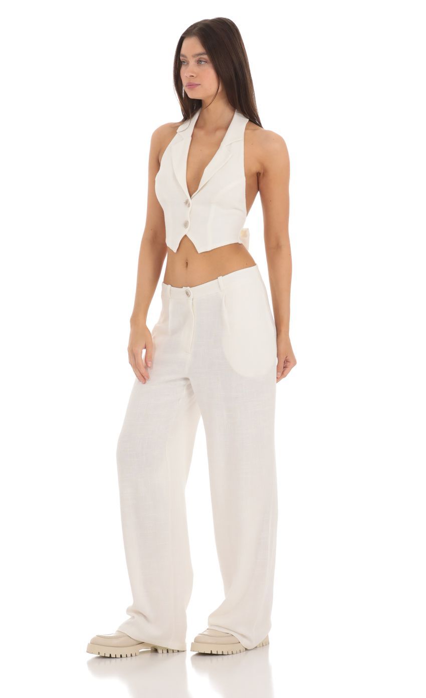 Wide Leg Linen Pants in Ivory-Sunny Prom. All rights reserved.