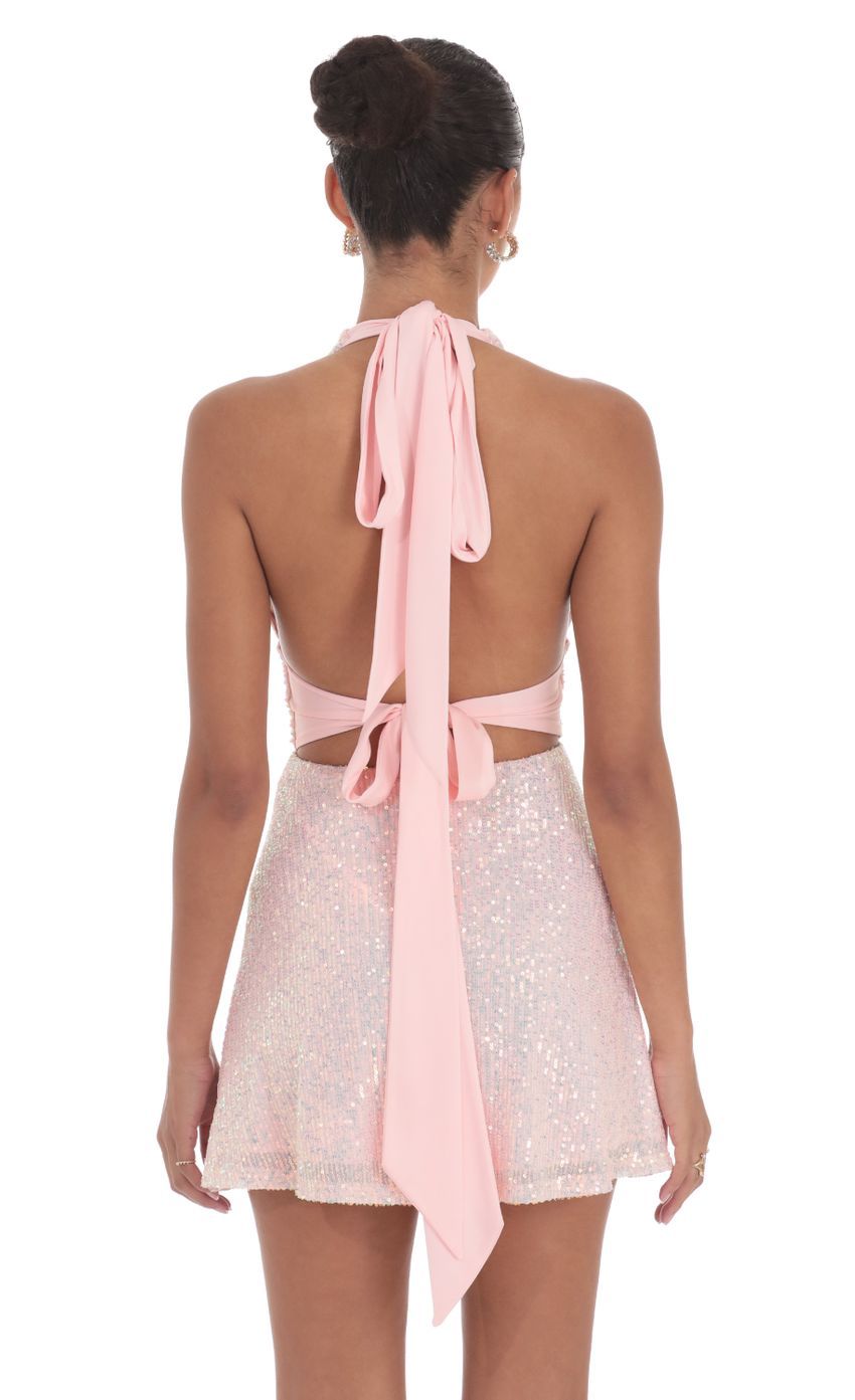 Sequin Halter Dress in Pink-Sunny Prom. All rights reserved.
