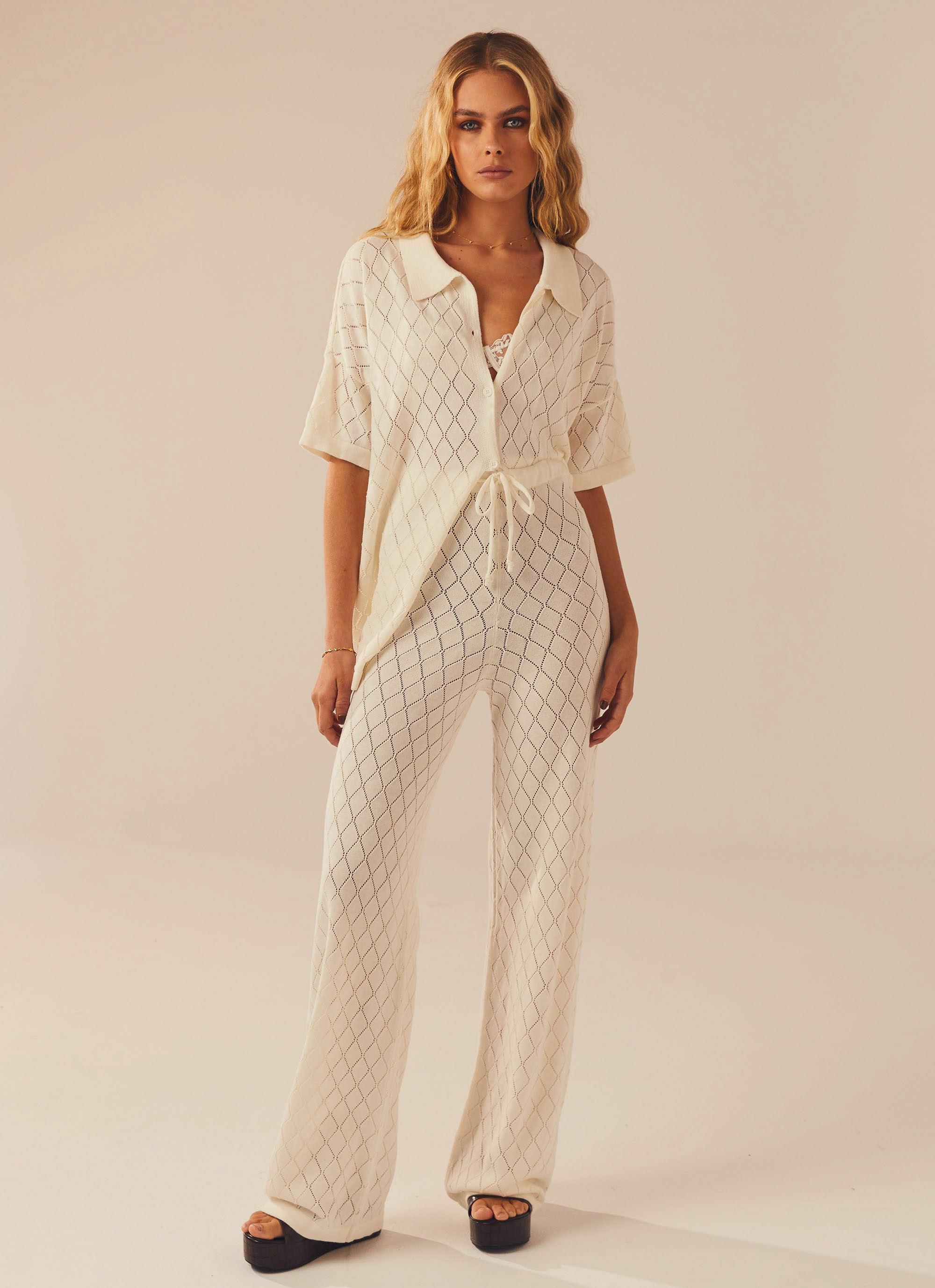 Jaded Knit Pants - White Sand-Sunny Prom. All rights reserved.