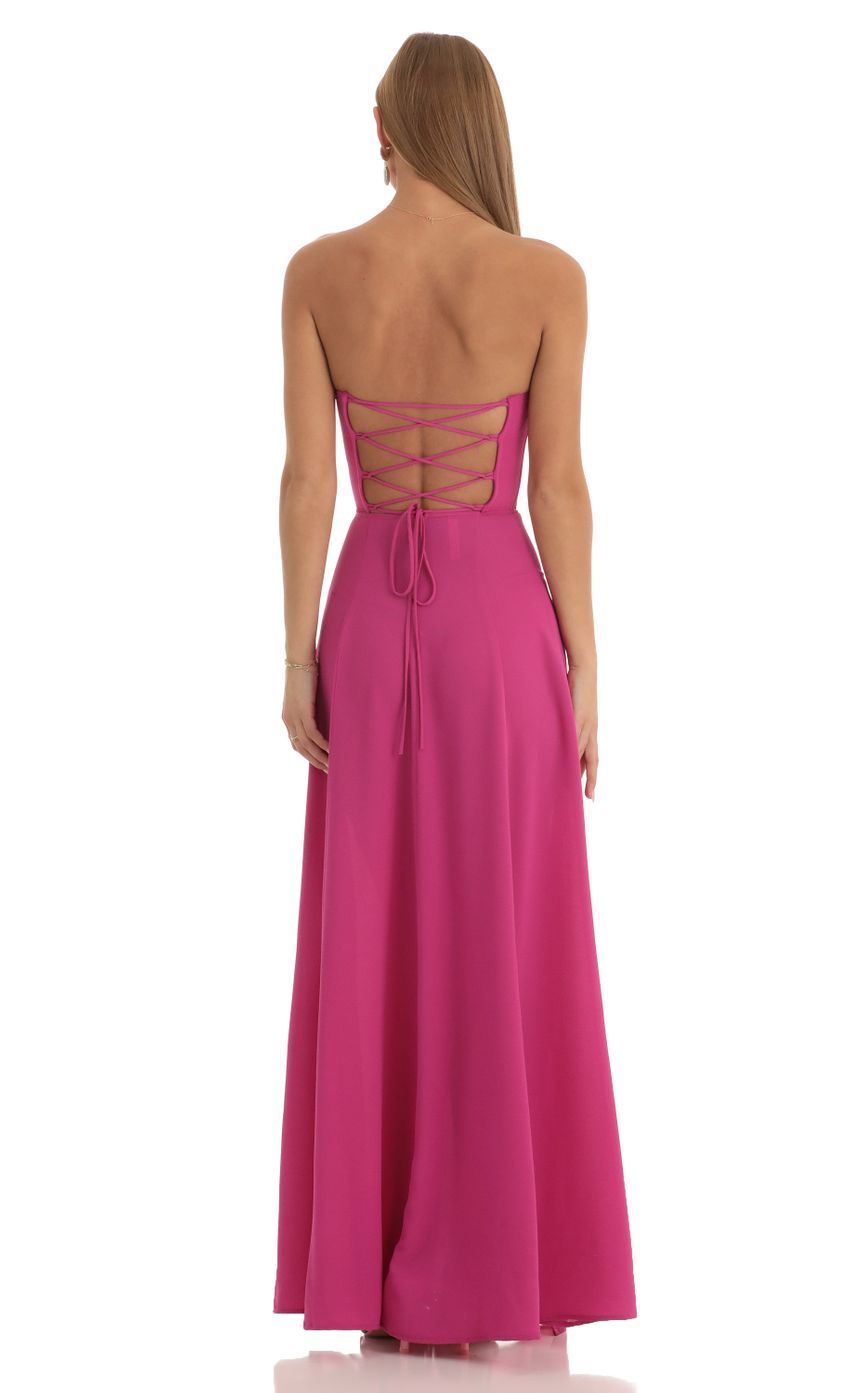 Sequin Bust Crepe Maxi Dress in Hot Pink-Sunny Prom. All rights reserved.