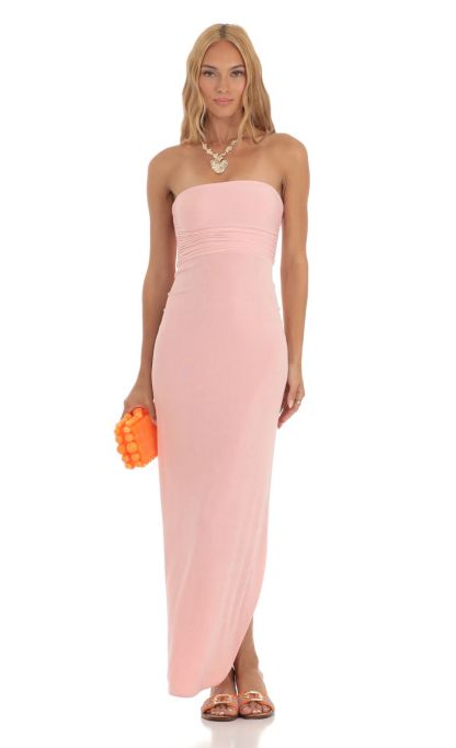 Slinky Strapless Dress in Pink-Sunny Prom. All rights reserved.