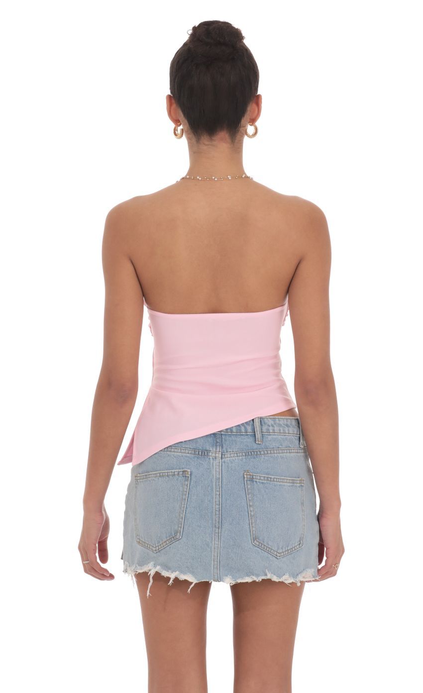 Strapless Side Slit Top in Pink-Sunny Prom. All rights reserved.