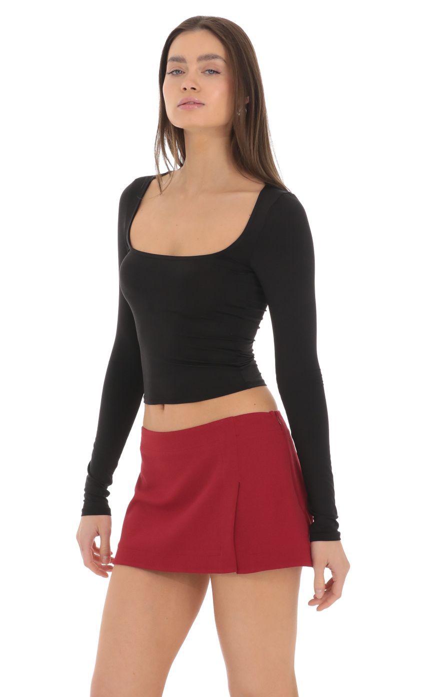 Scoop Neck Long Sleeve Top in Black-Sunny Prom. All rights reserved.
