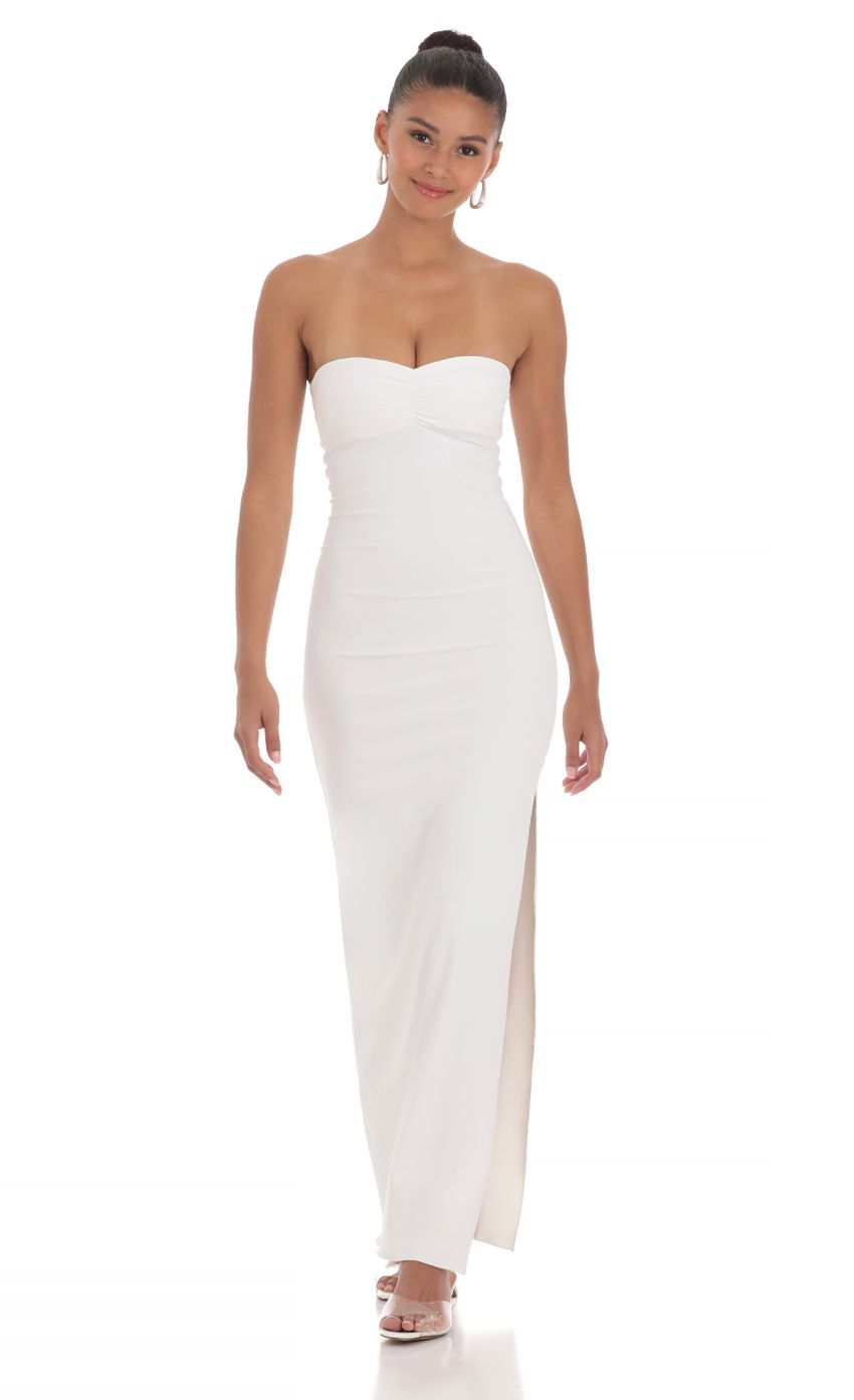 Strapless Bodycon Maxi Dress in White-Sunny Prom. All rights reserved.