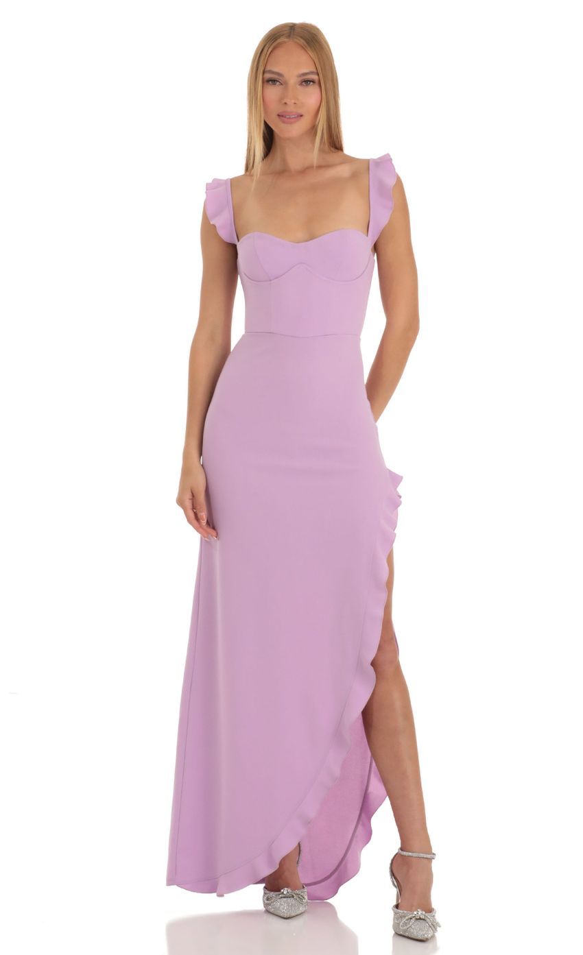 Ruffle Maxi Dress in Lilac-Sunny Prom. All rights reserved.