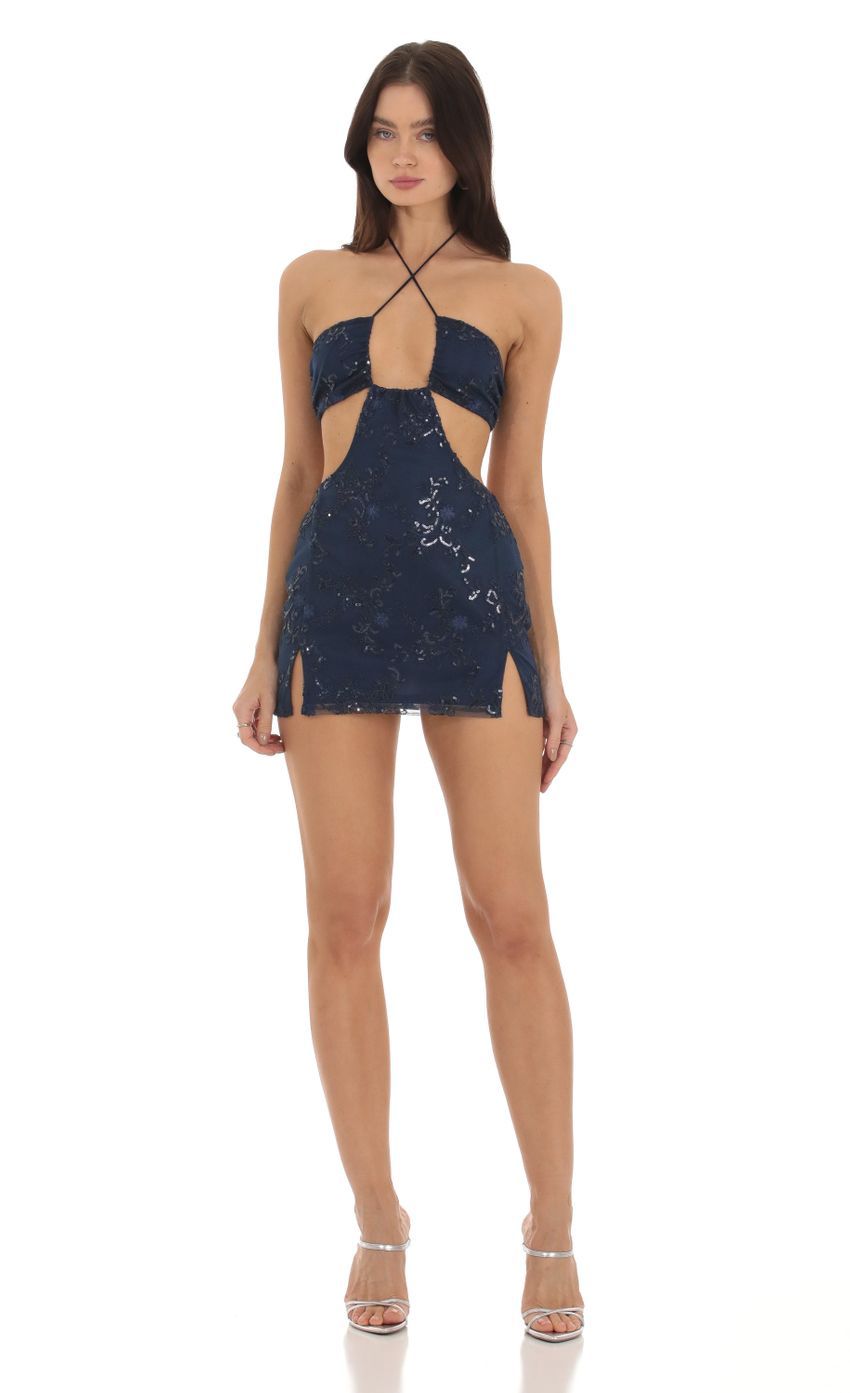Sequin Cutout Dress in Blue-Sunny Prom. All rights reserved.
