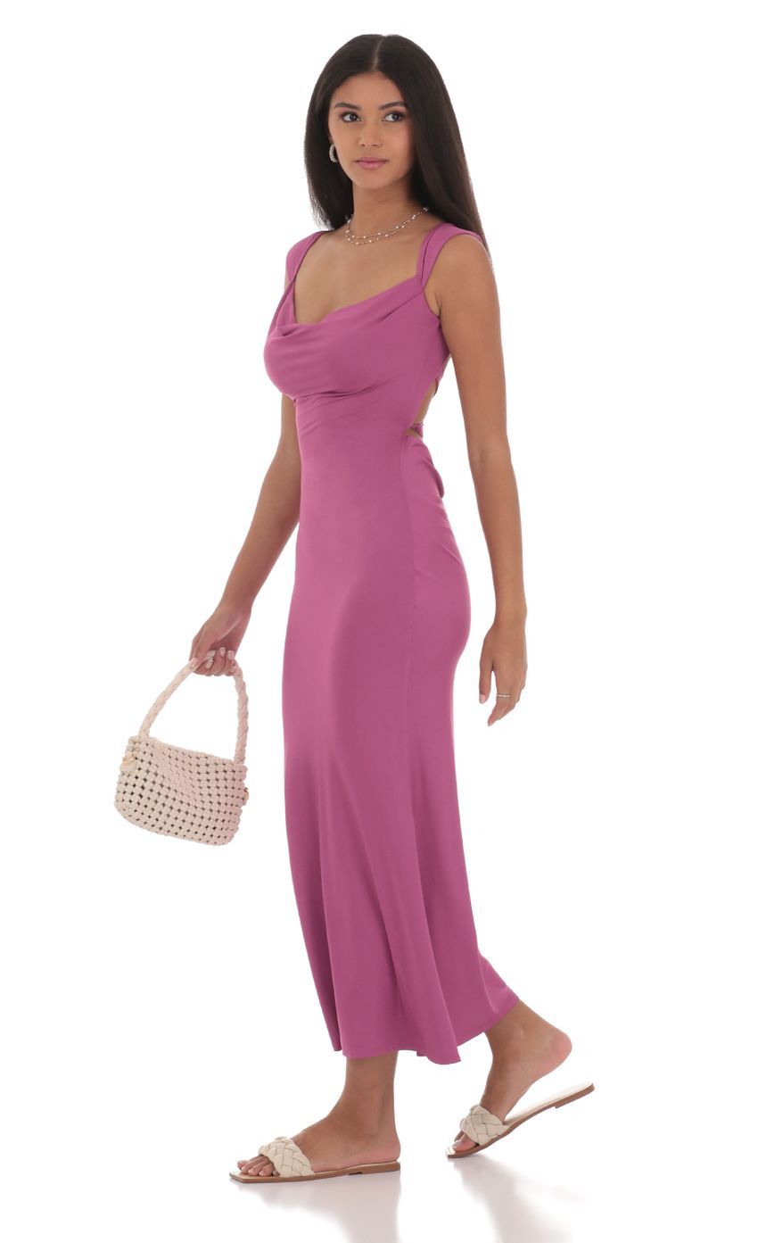 Strappy Cowl Neck Maxi Dress in Magenta-Sunny Prom. All rights reserved.
