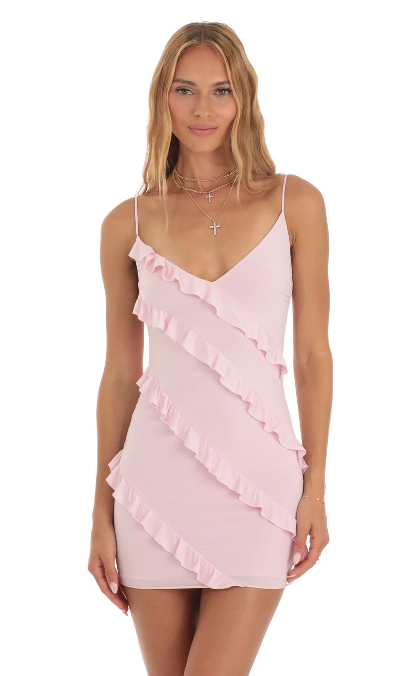 Ruffle Mini Dress in Pink-Sunny Prom. All rights reserved.