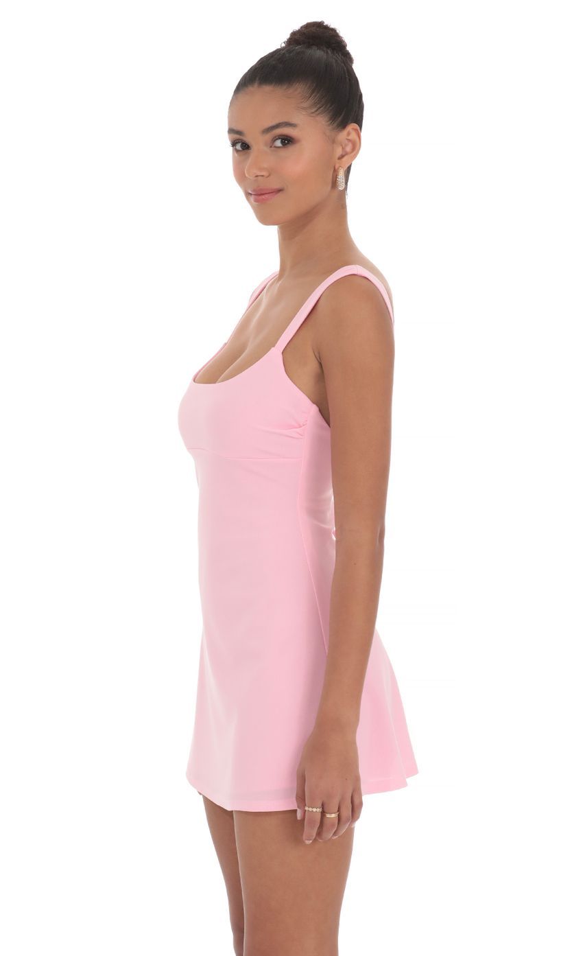 Wide Strap Flare Dress in Pink-Sunny Prom. All rights reserved.