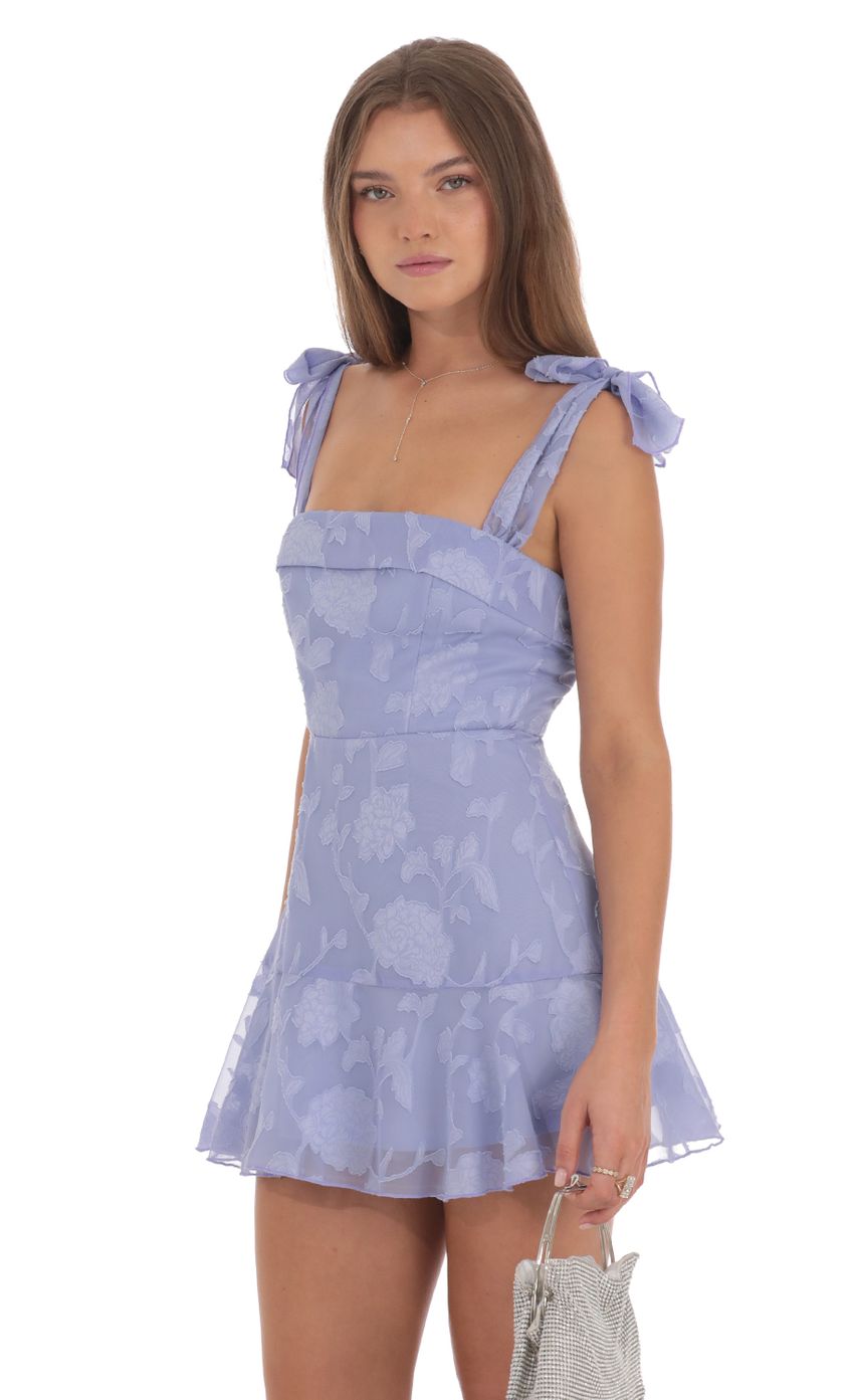 Textured Floral A-line Dress in Periwinkle-Sunny Prom. All rights reserved.