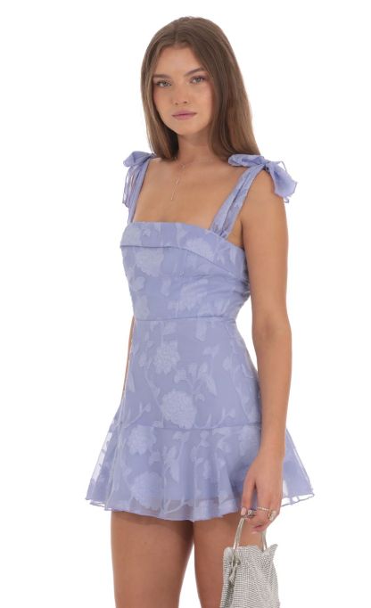 Textured Floral A-line Dress in Periwinkle-Sunny Prom. All rights reserved.