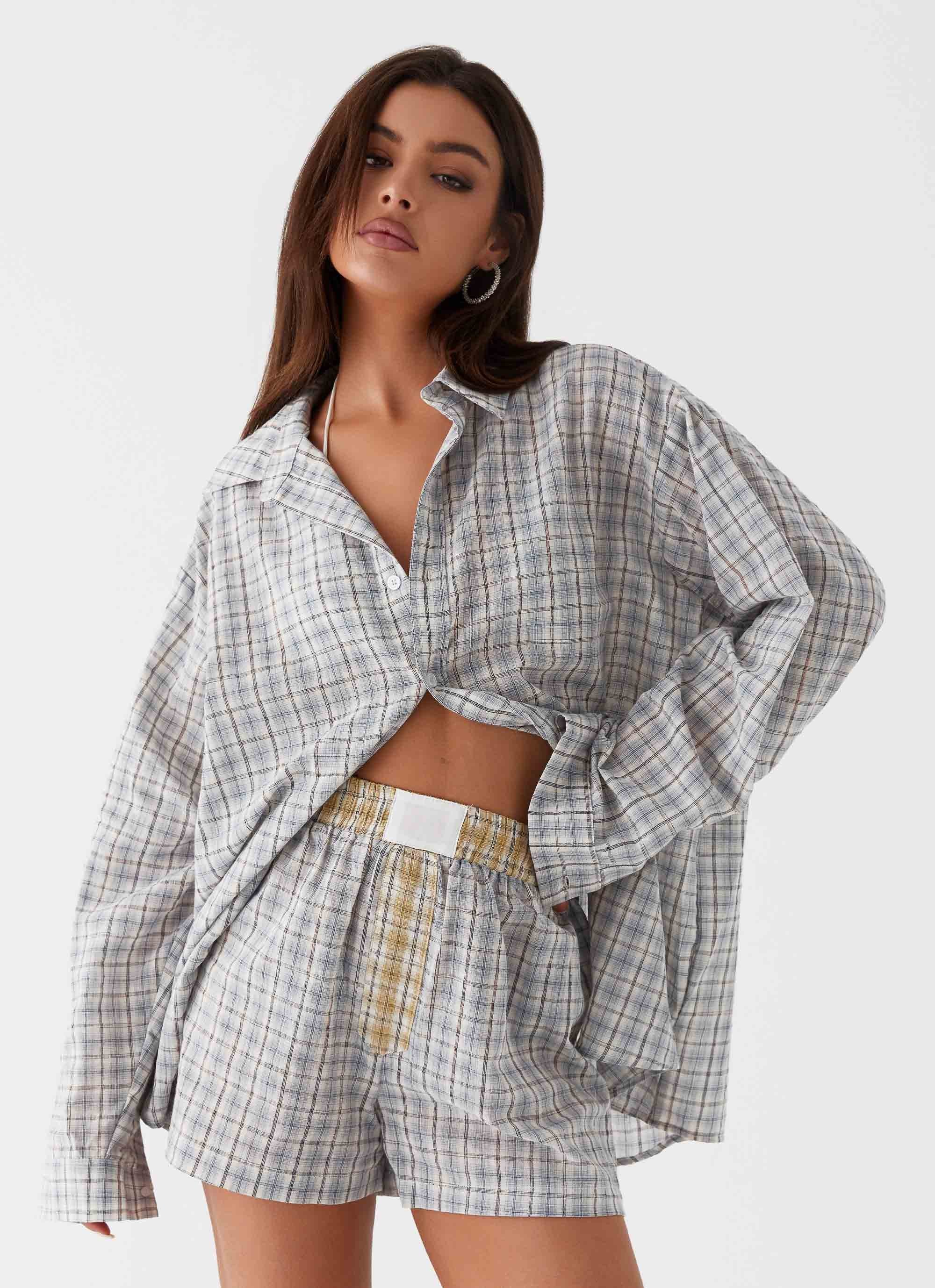 Harley Oversized Shirt - Grey Check-Sunny Prom. All rights reserved.