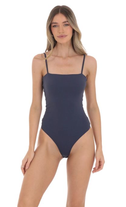 Square Neck Bodysuit in Navy-Sunny Prom. All rights reserved.