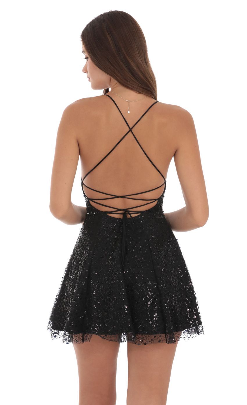 Sequin Beaded Mini Dress in Black-Sunny Prom. All rights reserved.