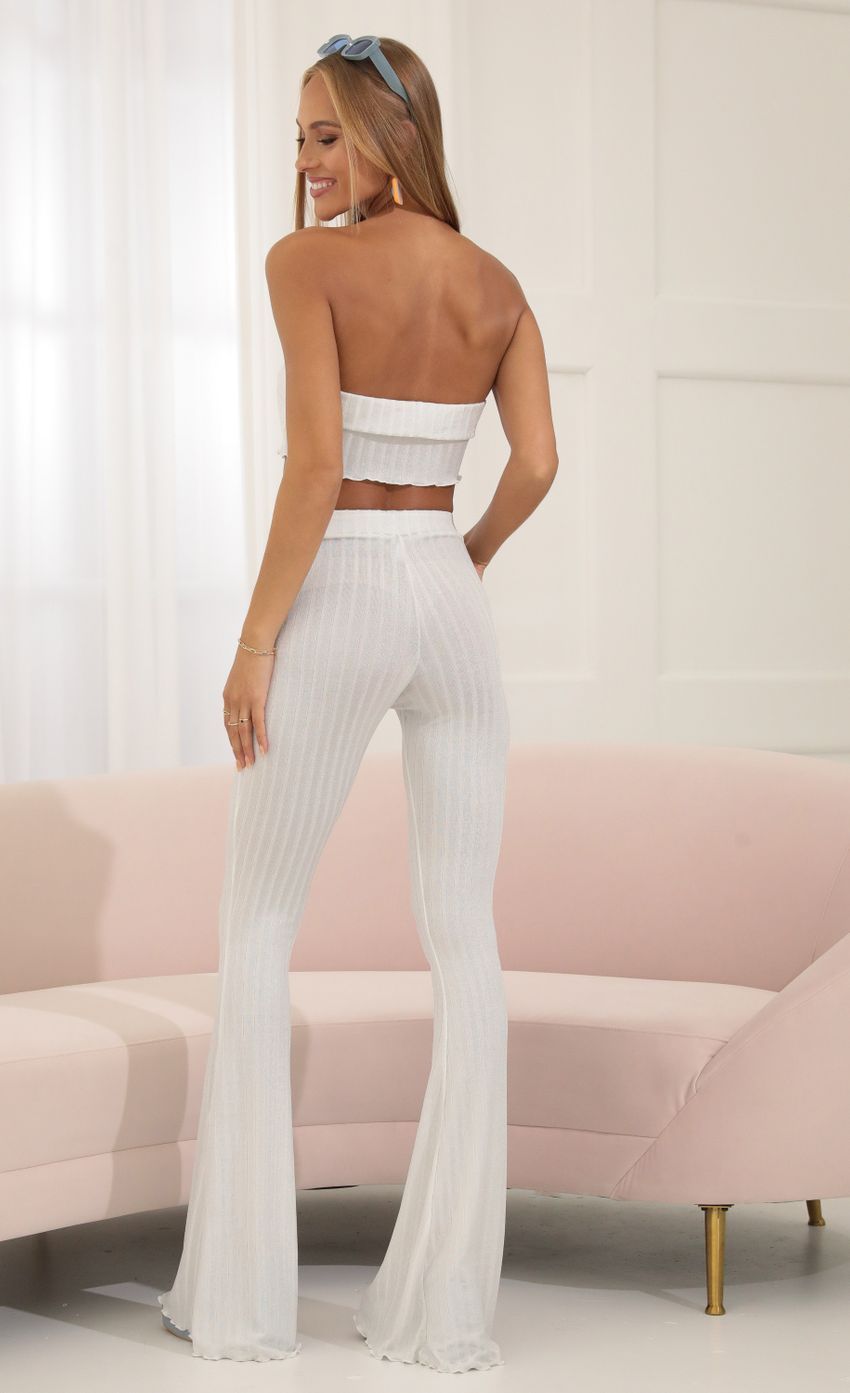 Two Piece Shimmer Pant Set in White-Sunny Prom. All rights reserved.