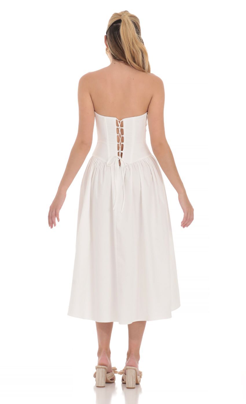Strapless Corset Midi Dress in White-Sunny Prom. All rights reserved.