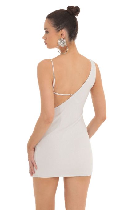 Shimmer Bust Cutout Dress in White-Sunny Prom. All rights reserved.