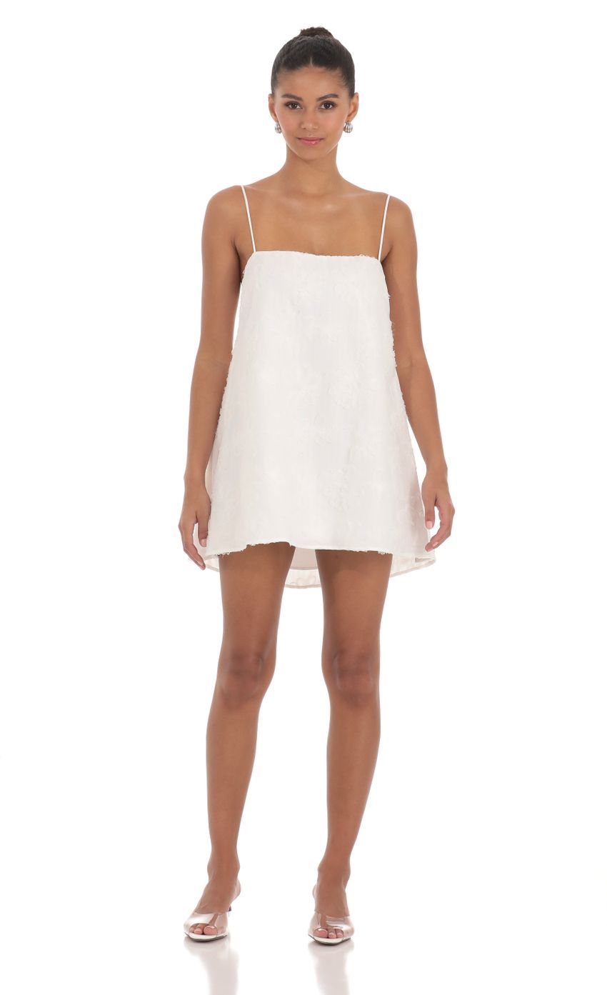 Textured Shift Dress in White-Sunny Prom. All rights reserved.